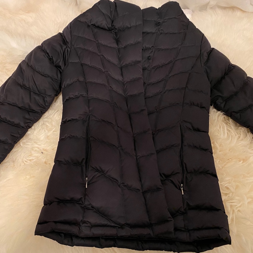Black Patagonia hooded down jacket